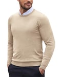 COOFANDY Pull tricoté Basique pour Homme avec col Rond Coupe ajustée Pull d'hiver en Maille Fine Kaki Clair S