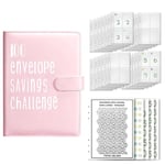 Budget Planner Francais avec défis pour économiser Classeur Budget A5 Challenges Money Saving Wallet avec 25 PVC Envelopes 100 Days Autocollants Pour Bureau Maison (Rose)