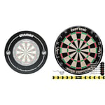 WINMAU Black Printed Dartboard Surround & Viper by GLD Products Shot King Regulation Bristle Steel Tip Dartboard Set