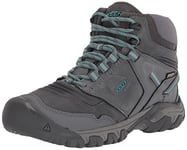 KEEN Women's Ridge Flex Mid Waterproof Hiking Boot, Steel Grey Porcelain, 8 UK