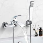 Skecten - Robinet de Baignoire avec Douchette Design Classique Douche pour Salle de Bain Mitigeur Design Classique Laiton Chromé Argent