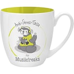 GRUSS & CO 45517 Tasse Anti-Stress pour Amateurs de Musique, 45 cl, Faite à Base de Porcelaine New Bone China, idéale comme Cadeau, Jaune, 9,5 cm