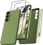 Coque De Protection Pour Samsung Galaxy A54 5g Avec 2 Pièces De Protection En Verre Blindé - Ultra Fine - Avec Microfibre - Protection Complète Anti-Rayures - Pour Samsung A54 5g - Vert Matcha