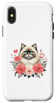 Coque pour iPhone X/XS Roses Flowers Himalayan Cat