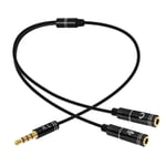 Adaptateur Splitter Audio Jack 3.5mm vers Micro et Casque Compact 30cm Noir