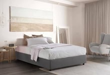 Dmora Lit double déhoussable conteneur Silvia Sommier Made in Italy gris avec matelas, Bois composite, 160x190cm