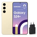 SAMSUNG GALAXY S24 +, Smartphone Android 5G, 256 Go, Chargeur secteur rapide 25W inclus [Exclusivité Amazon], Smartphone déverrouillé, Crème, Version FR