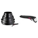 Tefal Ingenio Black Stone Batterie de cuisine 7 pièces & Ingenio Poignée amovible noire, Empilable, Amovible, Verrouillage sécurité 3 points, Garantie 10 ans, Expertise L9863302