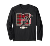 MTV Music Television Plays Grunge Plaid Big Chest Logo Long Sleeve T-Shirt