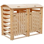 Cache Poubelle Double en Bois à Portes Verrouillables, Abris Poubelles de Jardin pour Entreposage de 2 Bacs Poubelles Standard de 240 litres 180cm x