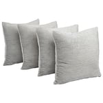 Brentfords Lot de 4 Housses de Coussin en Velours côtelé Doux texturé pour canapé et Chaise Gris Chaud 45 x 45 cm