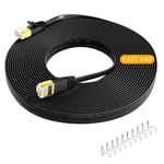 Cable Ethernet 10M Cat 7, Cable Rj45 10M Plat Câble Réseau Haut Débit Fibre 10Gbps 600Mhz, Gigabit Haute Vitesse Blindé Cable Internet 10 Mètres Câble Lan Pour Routeur, Switch, Modem