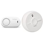 FireAngel FA3820 10 Year Sealed Battery Alarm Carbon Monoxide, Clear & SB1-TP-R Smoke Alarm, 2 Pack, White