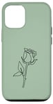 Coque pour iPhone 12/12 Pro Rose noire abstraite dessin minimaliste Line Art