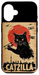 Coque pour iPhone 16 Cadeaux Catzilla Cat Funny Cat pour les amoureux des chats, design de style vintage