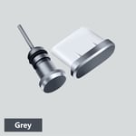 Jeu De Prises Anti-Poussière Pour Téléphone De Type C,Port Usb De Type C,Prise Jack Pour Écouteurs 3.5mm,Samsung,Huawei,Xiaomi,Iphone,Ipad,Apple - Type Grey