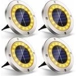 Projecteur solaire extérieur de jardin, lot de 4 de 16 projecteurs solaires LED éclairage extérieur IP65 étanche sans fil en acier inoxydable pour