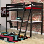 Lit mezzanine avec bureau en bois noir 90x190 - LT14038 - Noir