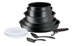 Tefal L3999402 Ingenio Black Stone Set 10 Pieces Tous Feux Dont Induction, Antiadhesif, Fabrique En France