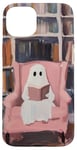 iPhone 15 Plus Cute Reading Ghost Pink Book Lover Bookish Library Art Case