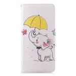 for Samsung Galaxy A12 / M12 Phone Case, Samsung A12 / M12 Case Flip Shockproof PU Leather Folio Wallet Cover with Card Holder Stand Silicone Bumper Protector Case for Girls, Cute Elephant