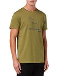 JEEP Men's J Man T-Shirt Moose Outline-Venture Into The Wild Large Print J23W, Olive Green, S