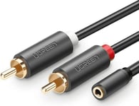 UGREEN 2 x RCA kaapeli, 3,5 mm, 5 m, musta, AV102