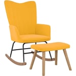 Maison Chic - Chaise à bascule Fauteuil à bascule Fauteuil de Relaxation avec repose-pied Jaune moutarde Velours 87940