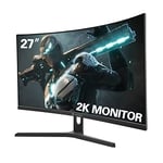 CRUA Écran PC Gamer 27 Pouces, IPS Rapide 180Hz, 165HZ, 144HZ, Moniteur PC 2K QHD 2560 x 1440p 1ms écran de Jeu GTG, G-Sync & FreeSync, Jeu Plus, HDR10, 120% sRGB, VESA 100 x 100mm, HDMI, DP, P27GR