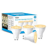 Tapo Smart Warm Dimmable GU10 LED Bulbs, 1-100% Dimmable Wi-Fi LED Spotlight Bulbs, Remote Control, Energy Saving, Works with Alexa & Google, No hub required Tapo L610 (4-pack) [Energy Class D]