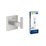 GROHE Start Cube Robe Hook QuickGlue A1 - Bathroom Wall Mounted Shower Towel Hanger (Concealed Fastening, with Screws and Dowels), Extra Easy to Fit, Stainless Steel, 40961DC0