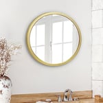 Americanflat Grand et Large Miroir Rond Mural Doré Encadré de 50 cm - Décoration Murale pour Salle de Bain, Chambre, Entrée, Salon - 50x50 cm