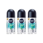 Nivea Men Fresh Kick Roll-On Deodorant Antiperspirant 50ml 3, 6 Pack