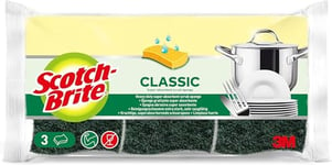 Scotch-Brite Classic Tampon à récurer, 3 éponges par pack - Pour le nettoyage de cocottes en fonte, poêles, brûleurs, outils de jardin et grills