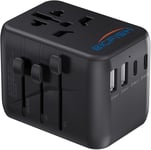 Bigfish Universal Travel Adapter, Worldwide Travel Plug Adapter with 2 USB A and