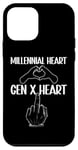 Coque pour iPhone 12 mini Millennials vs Gen X Heart Finger Humour