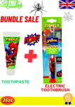 Children Spiderman Firefly Kid Electric Toothbrush + Toothpaste - Kids Child