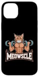 Coque pour iPhone 14 Plus Meowscle Gym Cat T-shirt d'entraînement amusant pour les amoureux des chats