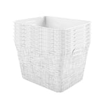 Curver Set of 6 Medium V Decorative Plastic Organization and Storage Basket, 11.5L / 12.2QT, White/Tweed Pattern