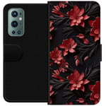 OnePlus 9 Pro Sort Lommebokdeksel Intensiva blommor