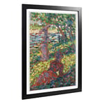 Big Box Art Framed Print of Georges-Pierre Seurat Woman in The Park Design | Wall Art Picture | Home Decor for Kitchen, Living Room, Bedroom, Hallway, Black, A2 / 24.5x18 Inch / 62x45cm