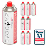 EVOCAMP 8X Bouteilles de gaz Butane 227g (1x Bouteille de gaz Butane) pour réchaud de Camping, Chauffage au gaz ou brûleur de Mauvaises Herbes, Cartouche de gaz Type MSF-1a, pressurisée Universelle