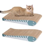 ComSaf Cat Scratching Board 2 Pack, Cat Scratcher Cardboard, Curved Cat Scratcher, Cute Cat Scratch Pad for Kitty, Recycle Cardboard Cat Scratcher, Double-Sided Pad for Long Lasting Use (Blue)