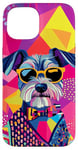 Coque pour iPhone 15 Figurine schnauzer miniature tendance et colorée Pop Art