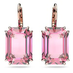 Swarovski Pendants d'oreilles Millenia, boucles d'oreilles cristaux taille octogonale, placage de ton or rosé, rose