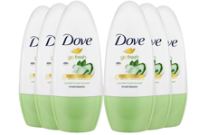 6 x Dove Go Fresh Roll-On Anti-Perspirant Deodorant Cucumber 50ml