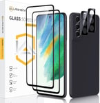 [2+2 Pièces] Verre Trempé Samsung S21 Fe 5g,[Couverture Complète] [Sans Bulles] [9h Dureté] [3d-Touch] Film Protection Écran Galaxy S21 Fe Anti-Rayures, Noir