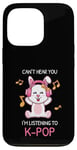 Coque pour iPhone 13 Pro Cadeau Kpop Bunny avec inscription « Can't Hear You I'm Listening To K-pop »