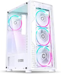 Boitier PC Gamer Diamond - ARGB Moyenne Tour ATX/ITX - Façade Plexiglas et Paroi Latérale en Verre Trempé - 4 Ventilateurs 120 mm 3 pins 5 Volts LED RGB Adressable - MB Sync - Blanc.[V1659]