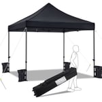 Yaheetech Tonnelle 3x3m Pliante Imperméable Anti-UV Tente Pavillon Pop-up Portable Gazebo Sac de Transport à Roulette Noir